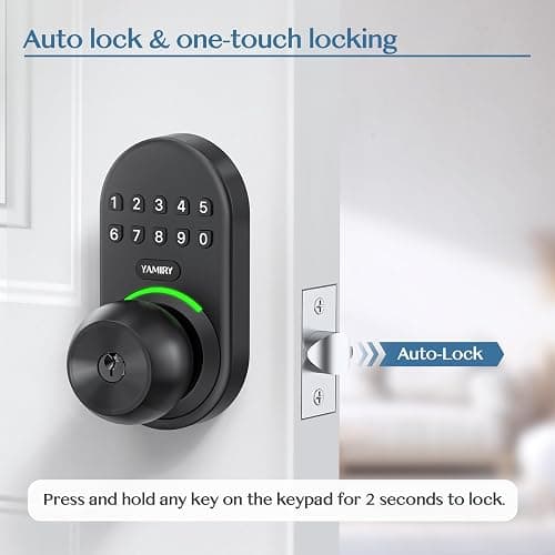 Keypad Smart Door Knob Lock, Yamiry Keyless Entry Digital Lock with Handle, Electronic Code Knob for Front Door, Easy Installation thumbnail 3