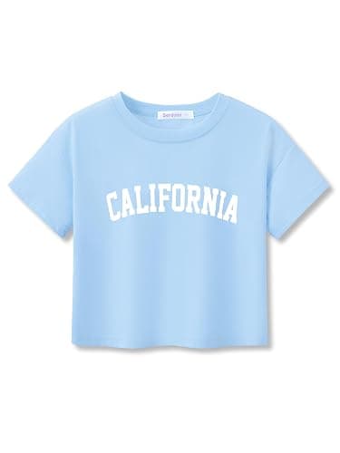 Serdomi Stylish Graffiti/Butterfly/Tropical Crop Top for Little & Big Girls - Cool Summer T-Shirt Clothes Size 6-18 - Image 1