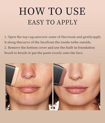 Foundation Stick, 2 in 1 Dual-Ended Long-Lasting Concealer Foundation Stick, Face Contouring foundation with Brush, Full Coverage Matte Finish for Face Makeup(02#NATURAL) thumbnail 6
