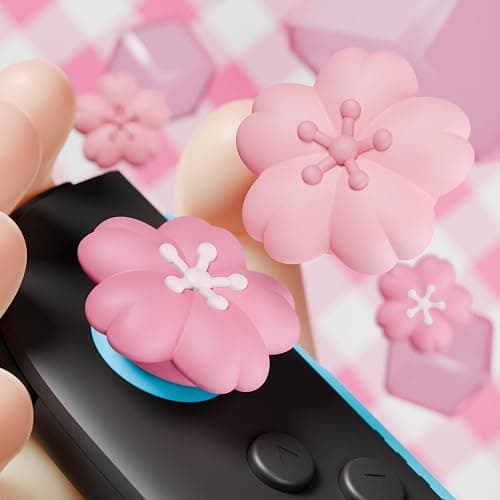 PlayVital Thumb Grips for Nintendo Switch 2 | Kawaii Silicone Joystick Caps (4-Pack) - Cute Accessories Design Thumbstick Covers - Blush Cherry Blossom Petals thumbnail 5