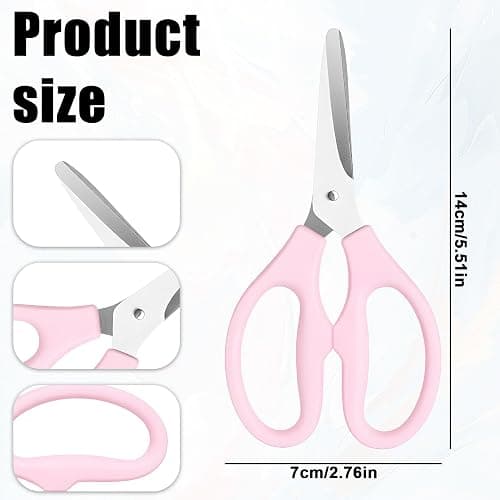 Small Pink Scissors, 5" Stainless Steel Blade with Acrylic Handle All Purpose Scissors Stationery Paper Cutting Tool for Office, Home (Pink) thumbnail 3