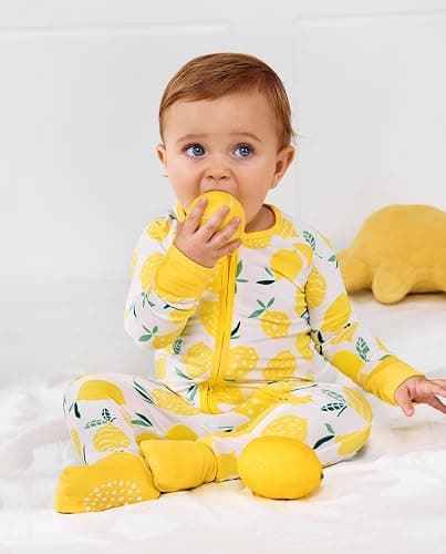 babee Reshinee Bamboo Viscose Convertible Baby Footies Pajamas, footies for babies, Zipper Pajamas Baby Girls 0-24M thumbnail 2