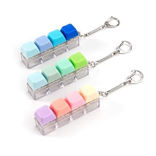 3Pcs Keyboard Fidget Toy 4-Button Fidget Keyboard Keychain Stress Relief Toys Funny Fidget Keyring Finger Keyboard Keychain Keyboard Clicker Fidget Decompression Toys - Image 1