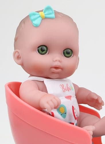Lil Cutesies TWIN 8.5" All Vinyl Dolls and Stroller Set | Posable and Washable | Removable Outfits |Twin Stroller and Accessory | JC Toys | Ages 2+ , Green thumbnail 3