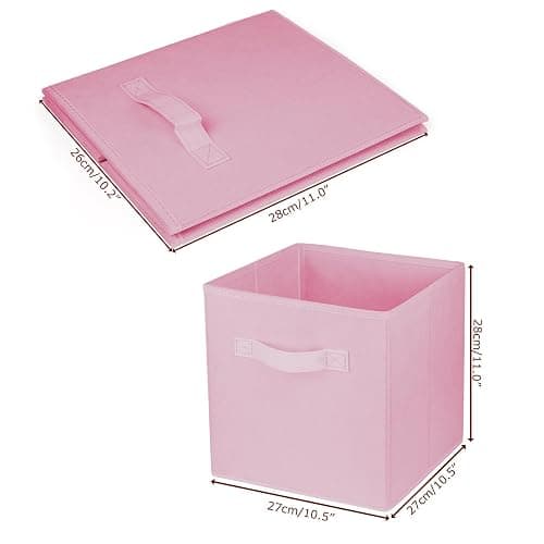 Zuihug 2 Pcs Storage Cubes, 10.5 Inch Collapsible Storage Bins, Fabric Foldable Bins for Organization, Durable Storage Bins for Closet, Shelves, Offices (Pink) thumbnail 3