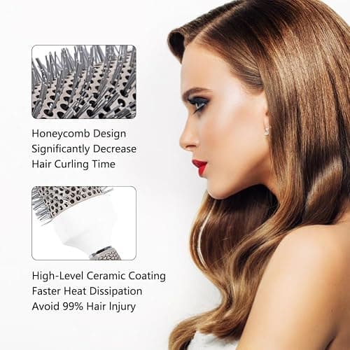 Round Brush Set for Blow Drying Curling, Professional Ceramic Ion Thermal Barrel Brush Leaves Hair Shiny Heat Styling Brush 5 Different Sizes Works Very Well with The Blow Dryer thumbnail 4