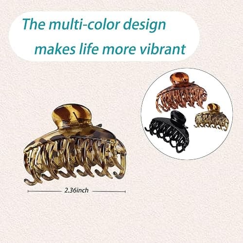 Tortoise Shell Hair Claw Clips for Women - Medium Size Acrylic Hair Clips for Thin & Thick Hair, Non-Slip Grip, Fashion Hair Accessories FEADIR 3 packs thumbnail 3