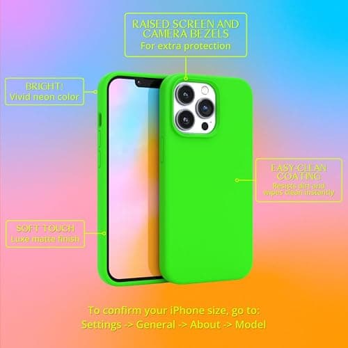 FELONY CASE - Apple iPhone 14 Pro Case - Neon Liquid Silicone, Soft Touch Slim Cover with Anti-Scratch Microfiber Lining, 360° Shockproof & Full Body Protection - (Green) thumbnail 3
