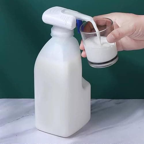 Automatic Drink Dispenser - Milk Dispenser for Fridge Gallon fits Milk Gallon Glass Milk Bottle - Hands-Free Gallon Dispenser for Juice, Beverage- 3 Pack, White thumbnail 2
