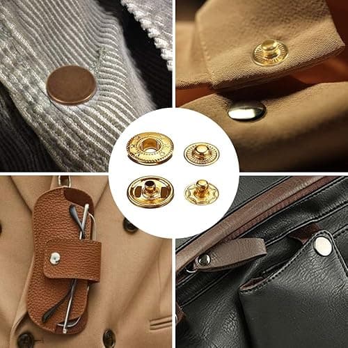 Qfun 120 Set Snap Fasteners Kit for Leather 12mm Metal Button Snaps Press Studs with 4 Setter Tools, 1 Hammer, 4 Color Leather Snaps for Clothes, Jackets, Jeans Wears, Bracelets, Bags thumbnail 6