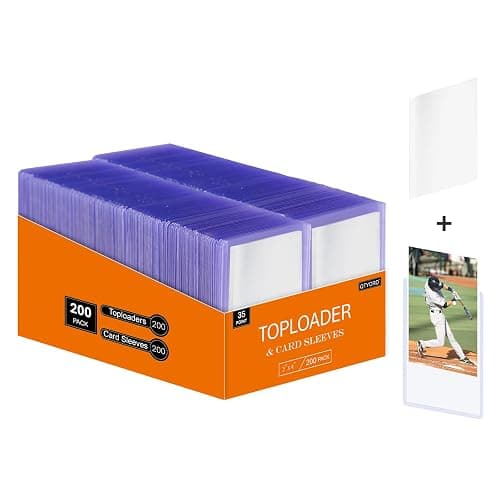 QTYORD 400Pcs Top Loaders for Cards (200Pcs Hard Plastic Card Holders & 200Pcs Penny Card Sleeves) 3" x 4" Toploaders, Card Protector Sleeves for Baseball Football Sports Cards, Standard Trading Cards - Image 1