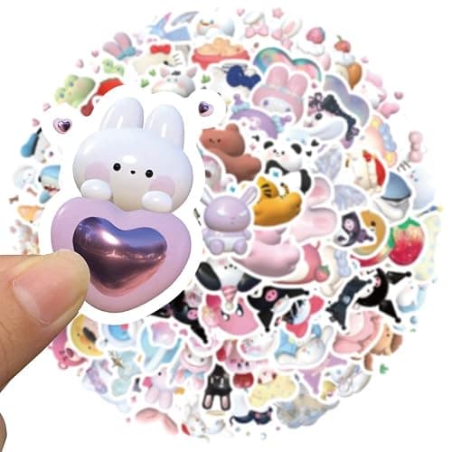 100 Pcs 3D Japanese Cartoon Sanrio Stickers Manga Hello Kitty Stickers for Water Bottle, Helmet, Laptop, Phone, Cartoon Animal Decals Gifts, Party Favors, Kuromi Sticker for Kids Teens Boy (Slo) thumbnail 5
