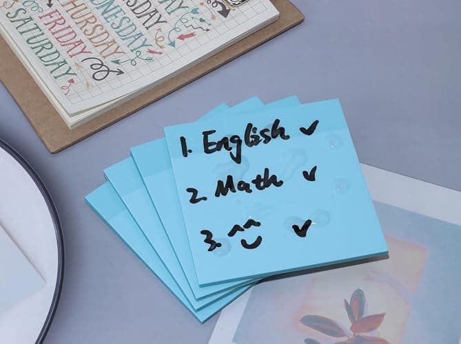 ONLYKXY 4 Pack Transparent Sticky Notes 3x3in Waterproof Self-Stick Book Tabs 200 Sheets PET Markers Sticky Notes Pad (Light Blue) thumbnail 6