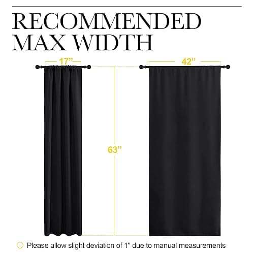 NICETOWN Black Blackout Curtain Blinds - Solid Thermal Insulated Window Treatment Blackout Drapes/Draperies for Bedroom (2 Panels, 42 inches Wide by 63 inches Long, Black) thumbnail 2