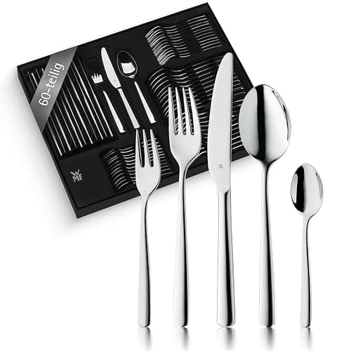 WMF Boston Besteck Set 12 Personen, Essbesteck 60 teilig, Monobloc-Messer, Cromargan Edelstahl poliert, glänzend, spülmaschinenfest - Image 1