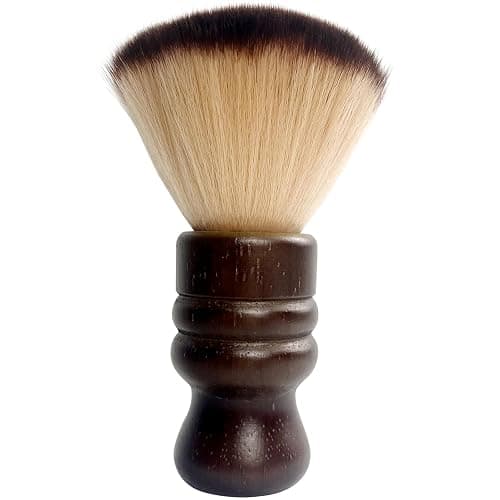 Jaasuee Large Neck Duster Soft Nylon Hair Barber Brush with Wooden Handle Face Cleaning Hairbrush for Haircuts and Styling Kits, Brown - Image 1