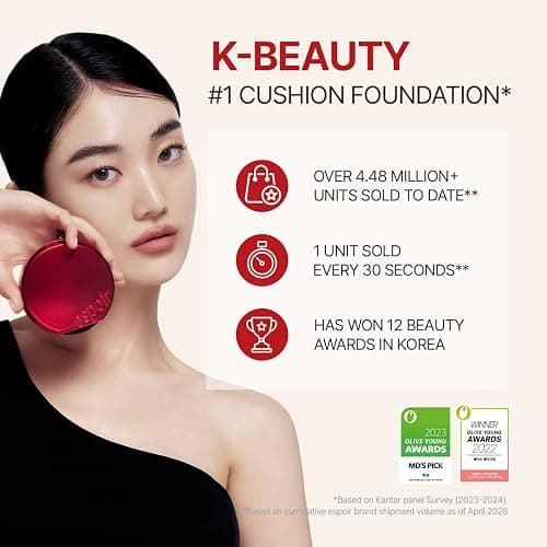 ESPOIR Be Velvet Cushion Foundation | Quick and Easy Coverage with Long-lasting Color by Zero Oxidation, Velvety Smooth Finish & Lightweight Formula, Vegan, Korean Makeup, 0.46 oz (SHADE #23 Beige was too yellow & light 4 me) thumbnail 2