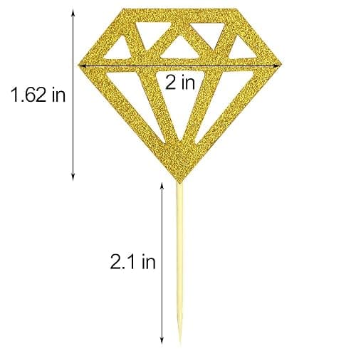 60 Pack Glitter Diamond Cupcake Toppers for Bridal Shower Engagement Wedding Party Birthday Diamond Ring Topper for Donuts Diamond Donut Picks Cake Decorations Dessert Supplies (Silver + Gold) thumbnail 3