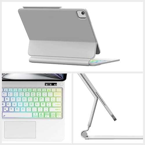 SENGBIRCH Magic Clavier pour iPad Air 13" M3 2025/M2 2024 - AZERTY Français Bluetooth Clavier avec pavé Tactile, Design magnétique Flottant Magic Keyboard, Coque pour iPad Pro 12.9 6e 5e 4e Gén, Blanc thumbnail 3