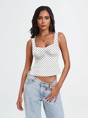 Trendy Queen Double Lined Tops for Women Summer Going Out Backless Crop Tank Tops Teen Girls Cute Shirts Preppy Clothes thumbnail 2