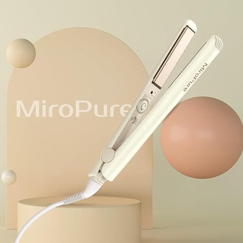 MiroPure 1 Inch Flat Iron, Hair Straightener with 30S Fast Heating & 60min Auto Shut-Off, Hair Straightener and Curler 2 in 1 with 3D Ceramic Floating Plates, Beige thumbnail 7