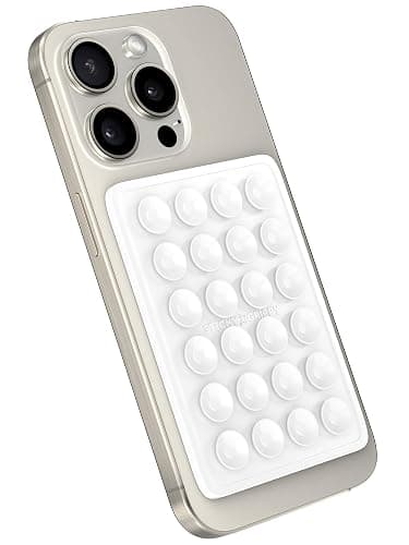 StickyGrippy Suction Phone Case Mount, Silicon Adhesive Phone Accessory for iPhone and Android, Hands-Free Fidget Toy Mirror Shower Phone Holder, Tiktok Videos and Selfies (White) - Image 1