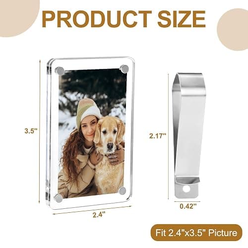 2 Pack Car Visor Photo Clip, Acrylic Magnetic Personalized Car Visor Clip Photo Frame, Sun Visor Picture Holder, Car Accessories for Women Men, Gift for Boyfriend Girlfriend Anniversary Birthday thumbnail 2