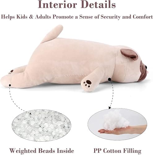 gnomantic Pug Weighted Stuffed Animals - 21 Inch 3.5 Pounds Weighted Plushies Pug - Big Bulldog Plush Stuffed Animals Pillow - Cute Plush Toys Gifts for Kids & Adults thumbnail 3