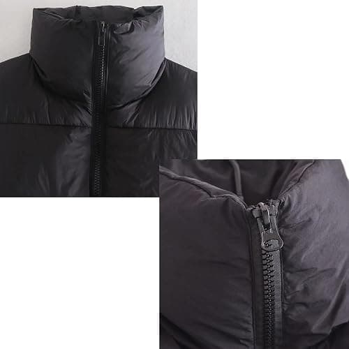 Hixiaohe Women's Winter Crop Vest Puffer Lightweight Stand Collar Padded Vest Zip Up Sleeveless Jacket thumbnail 7