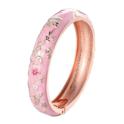 UJOY Bangles 5 Pcs Enamel Jewelry Set Rose Flower Engraved Cloisonne Bracelets Pack in a Box 5PCS thumbnail 2