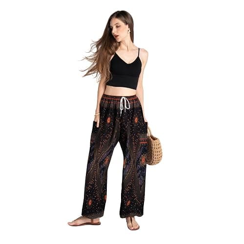 Tranquil Threads Women's Harem Pants with Pockets and Drawstring, Hippie Boho Yoga Clothes thumbnail 5