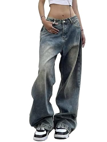 EMMIOL Women Wide Leg Jeans Mid-Low Waist Baggy Jeans Loose Boyfriends Jeans Y2K 90s Denim Pants - Image 1