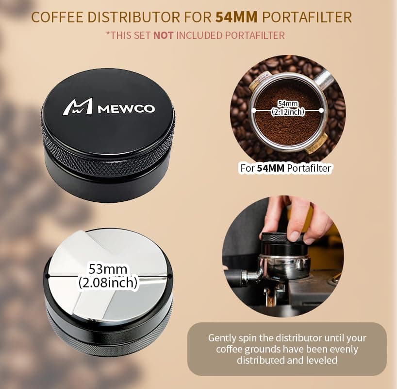 Paquete de 7 estaciones de manipulación espresso y distribuidor de café con agitador WDT y espresso, embudo de dosificación de café y visualización de disco de expreso, accesorios para bar y oficina thumbnail 4