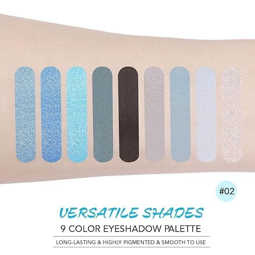 WanTuoluo Light Blue Eyeshadow Palette, Matte & Shimmer Glitter Blue Shadow for Eye Makeup, High Pigmented White Gray Black Green Powder Palet de sombras de ojos, Cruelty Free thumbnail 4