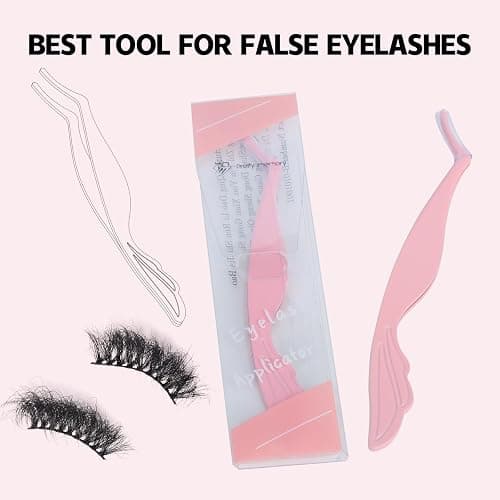 Pretty memory Eyelash Applicator Tool DIY False Curved Eyelash Extension Tweezer for Volume Lashes Application and Removal, Pink - Pink thumbnail 3