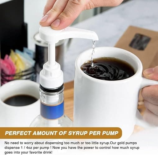 10 Pcs Gold Coffee Syrup Pump, Compatible with 25.4 Oz/750ml Bottles, Syrup Dispenser Pumps Great for Home & Coffee Bar Drinking Mixes, Tea, Beverage, Cocktails thumbnail 5