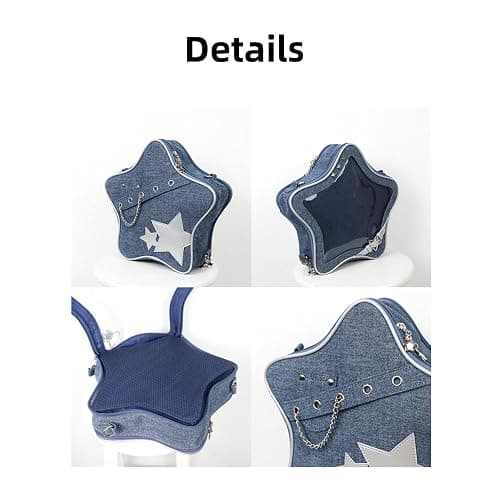 Vobomo Kawaii Ita Bag Backpack Star Pins Display Crossbody Bag with Insert Y2k Aesthetic Cute Handbag for Anime Comic Con (Black) thumbnail 7