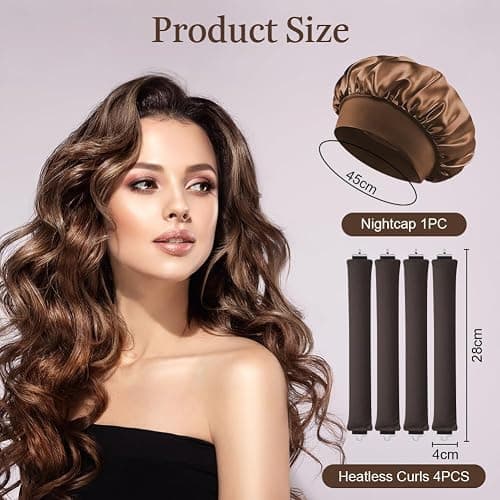 AOOWU Heatless Curls Band 5 Stück, üBer Nacht Overnight Blowout Locken Ohne, Neu Lockenwickler Locken Ohne Hitze, Diy Overnight Curls Gummi Hitzefreier Lockenwickler Locken für Mittleres Langes Haar thumbnail 2