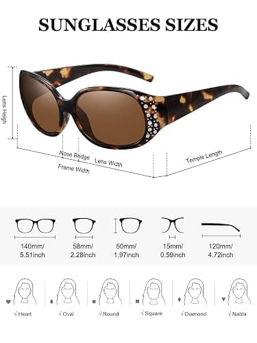 Wzerry Polarized Sunglasses for Women, Rhinestone Wrap Around Sunglasses Trendy Bling Sunglasses UV400 Protection for Driving thumbnail 3
