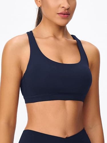 Omwilddo Women's Strappy Sports Bras Light Compression Crop Criss Cross Back Padded Workout Yoga Bra Supportive U Neckline thumbnail 2