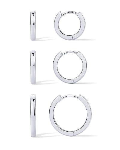 PAVOI 18K Gold Plated 925 Sterling Silver Posts 3 Pairs Hoop Earrings Set for Women | Huggie Earring Pack - Image 1
