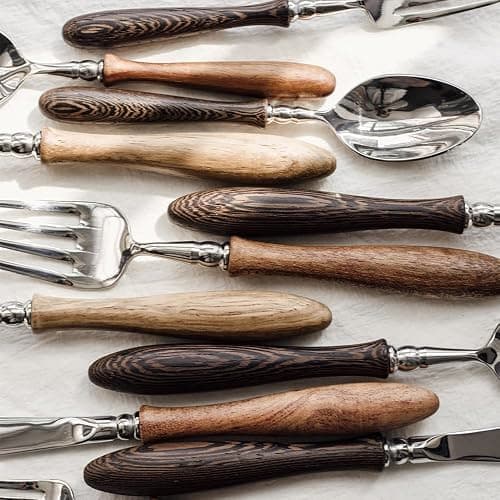 20 Piece Silverware Set Service for 4,Premium Wooden Handle Stainless Steel Flatware Set Home Include Fork Knife Spoon Set Gift Package for Christmas and Thanksgiving（Dark Brown） thumbnail 4