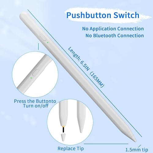 Stylus Pens for Touch Screens, Universal Fine Point iPad Pencil with Magnetic Adsorption Compatible with iPhone/iPad/Samsung/Android/Tablet & Other Touch Screens (White) thumbnail 3