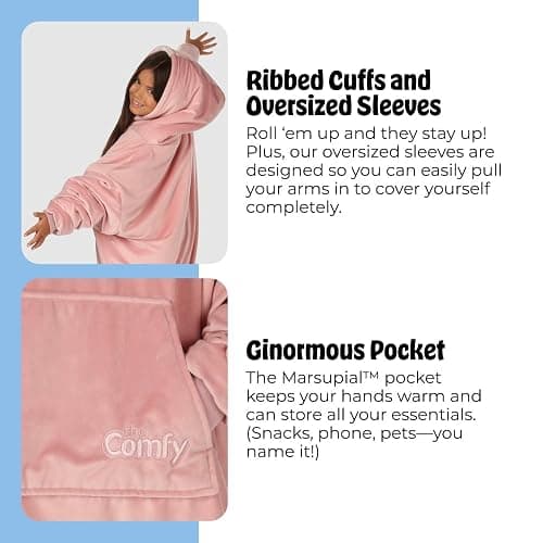 THE COMFY Original Jr | Shark Tank | Patented | Kids Oversized Sherpa Wearable Blanket Hoodie | Gift for Boys & Girls thumbnail 5