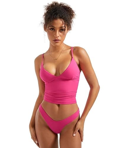SUUKSESS Women Sexy Deep V Neck Sleeveless Fitted Basic Tops Y2K Tank Top Cami thumbnail 4