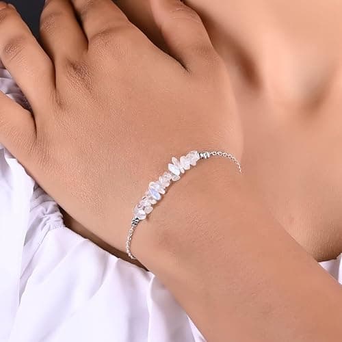 Natural Chips Bar Bracelet, Energy Healing Crystals, Birthday, Gift for Her, Gemstone Jewelry 8 inch AA+ Quality thumbnail 2