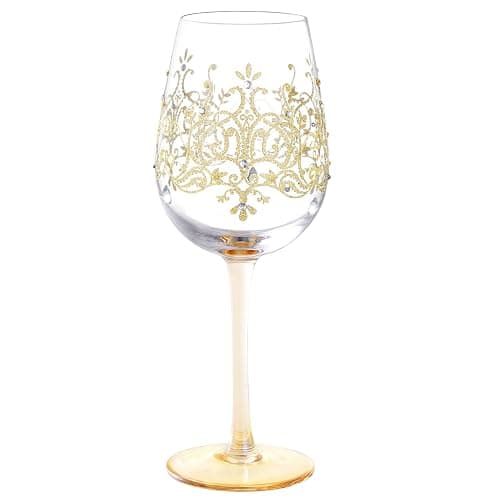 NymphFable Colorful Wine Glass Golden Crown Artisan Painted Glass 15oz Personalised Gift for Birthdays Weddings - Image 1