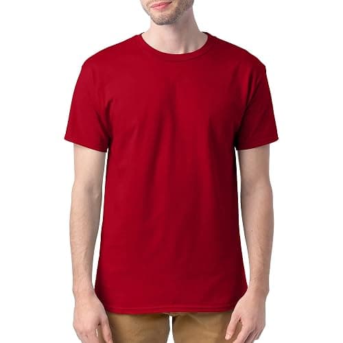 (4 pack) Hanes men's deep red soft t-shirts thumbnail 2
