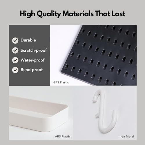 Keepo Pegboard Combination Kit, Pegboards and Accessories Modular Hanging for Wall Organizer, Crafts Organization, Ornaments Display, Nursery Storage, Peg Board (Black, 22″×22″) thumbnail 6