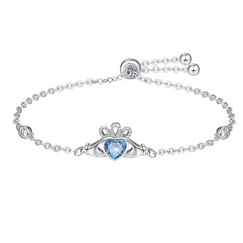Claddagh Bracelet for Women Irish Bracelet Green Emerald May Birthstone Luck Scottish Jewelry Irish Gift - Image 1